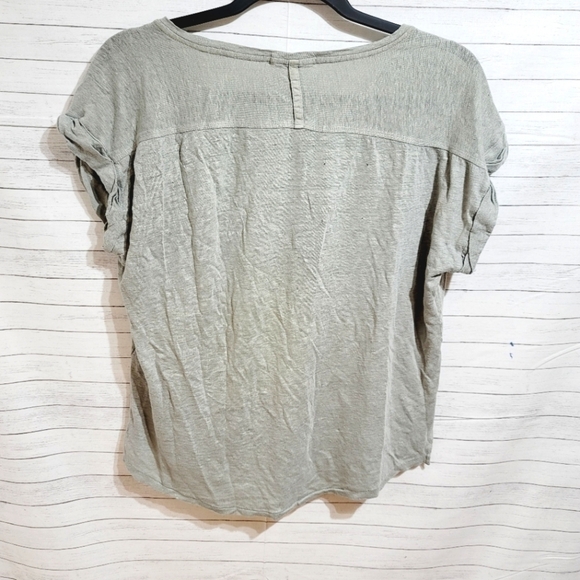 RAG & BONE 100% LINEN SLUB ROLLED CUFF TSHIRT-HEATHERED GREEN, SZ SMALL - Picture 6 of 8